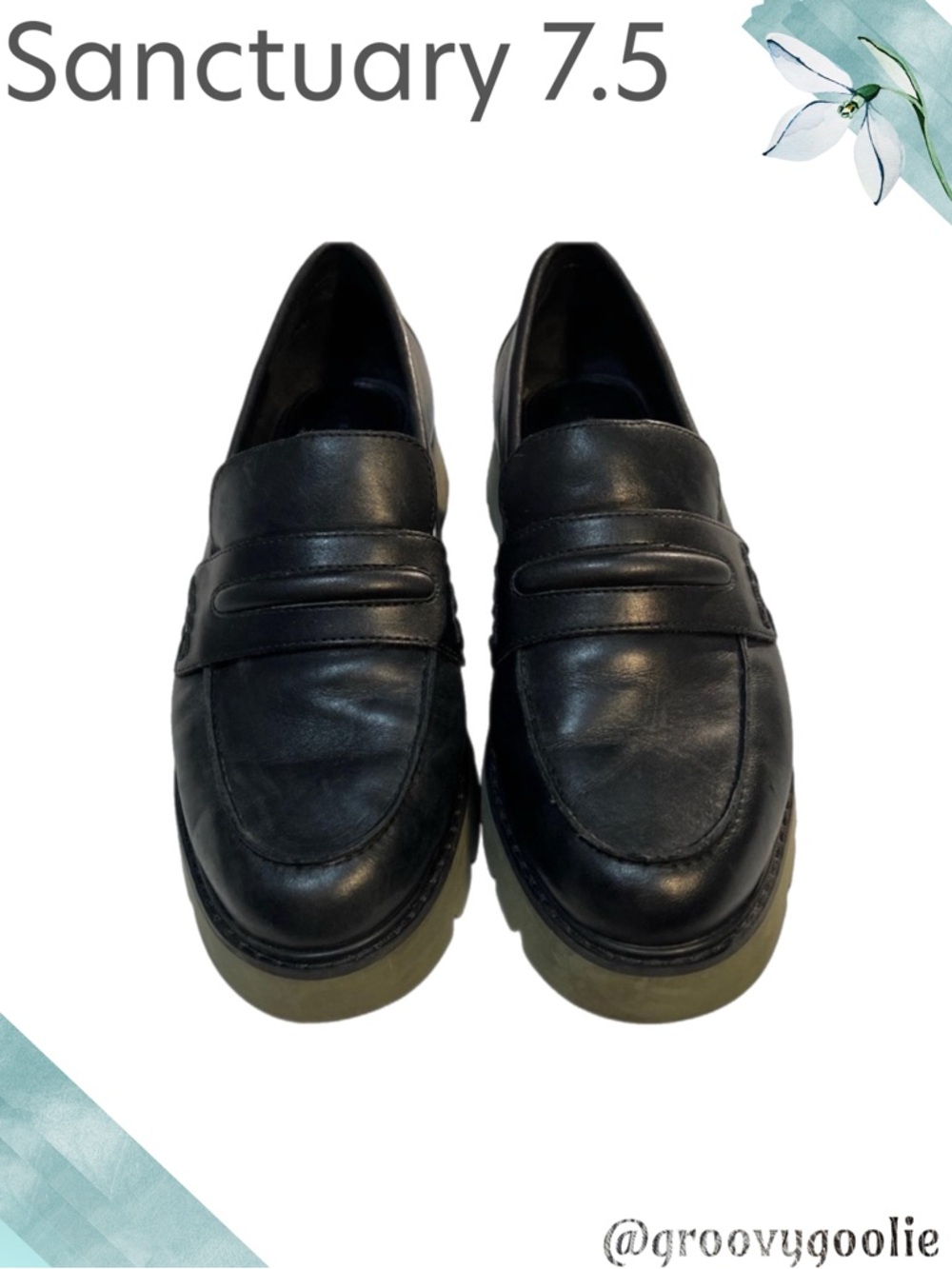 Sanctuary Black Leather Loafers 7.5 EUC
